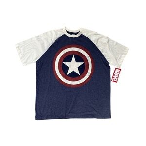 Marvel Captain America Blue Men's Graphic T-Shirt NWT Size 2XL